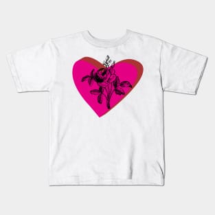 Flower in love heart Kids T-Shirt